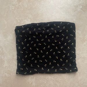 Reversible black and lemon print tube top